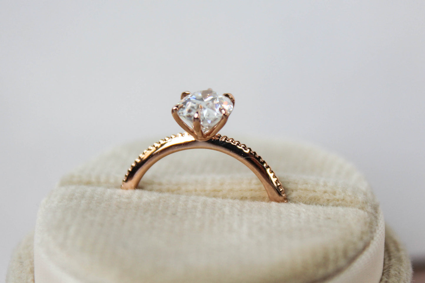 1.5CT Ova Moissanite Art Deco Solitaire Engagement Ring