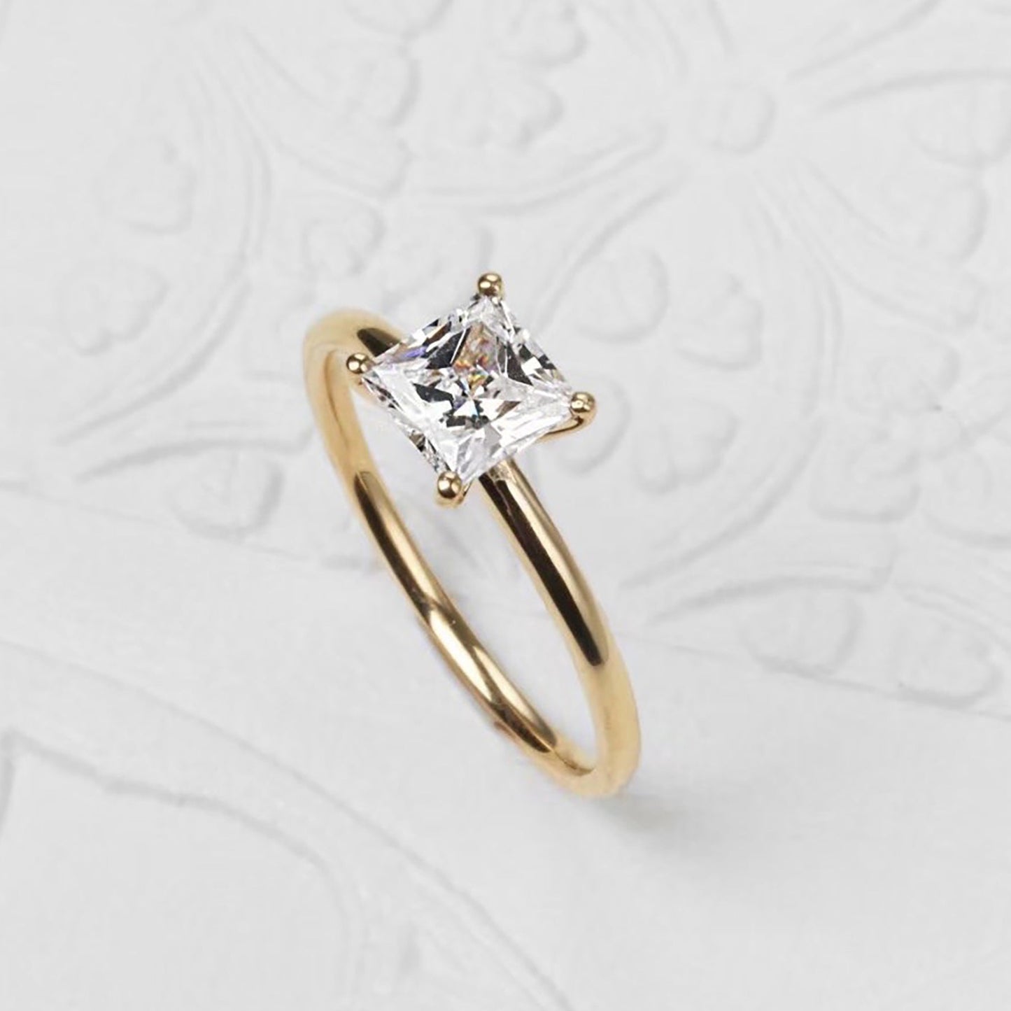 1 CT Princess Cut Solitaire Moissanite Engagement Ring