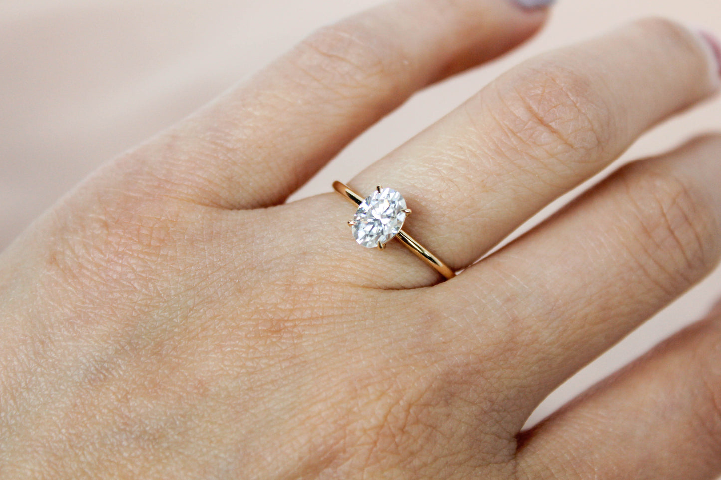 1 CT Oval Cut Moissanite Solitaire Ring