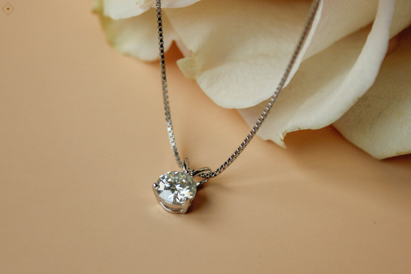 1 CT Three Prongs Solitaire Moissanite Necklace