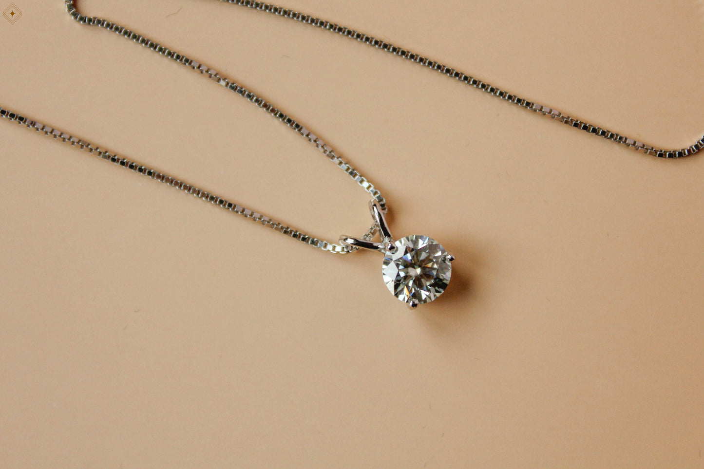 1 CT Three Prongs Solitaire Moissanite Necklace