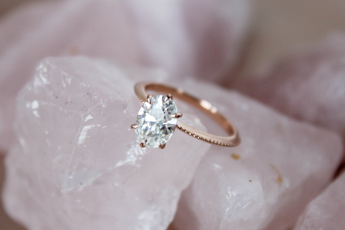 1.5CT Ova Moissanite Art Deco Solitaire Engagement Ring
