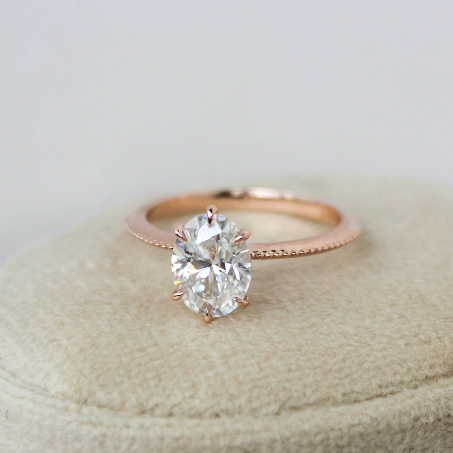 1.5CT Ova Moissanite Art Deco Solitaire Engagement Ring