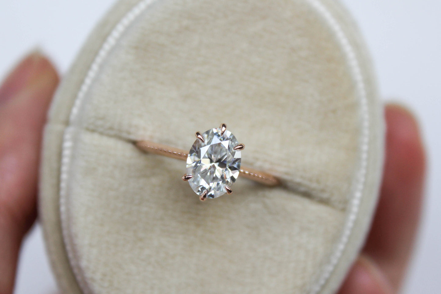 1.5CT Ova Moissanite Art Deco Solitaire Engagement Ring