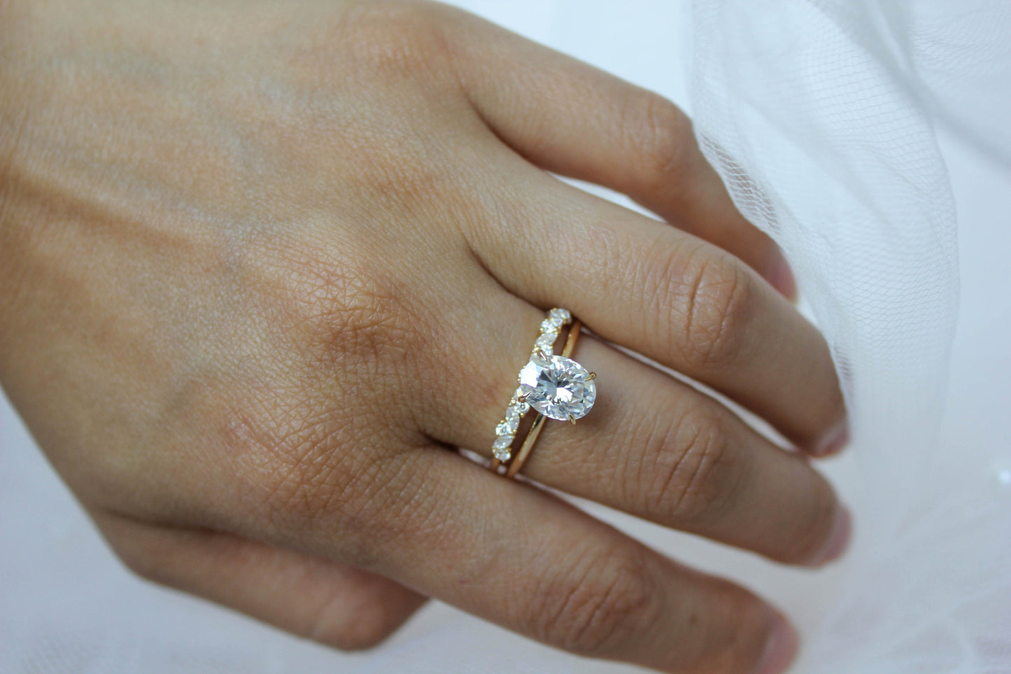 2 CT Oval Cut Moissanite Hidden Halo Solitaire Ring