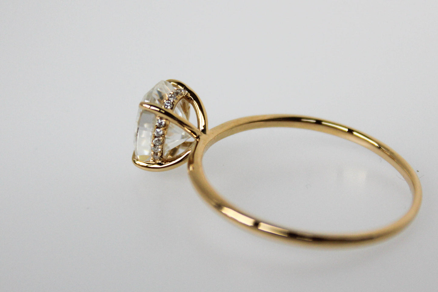 2 CT Oval Cut Moissanite Hidden Halo Solitaire Ring