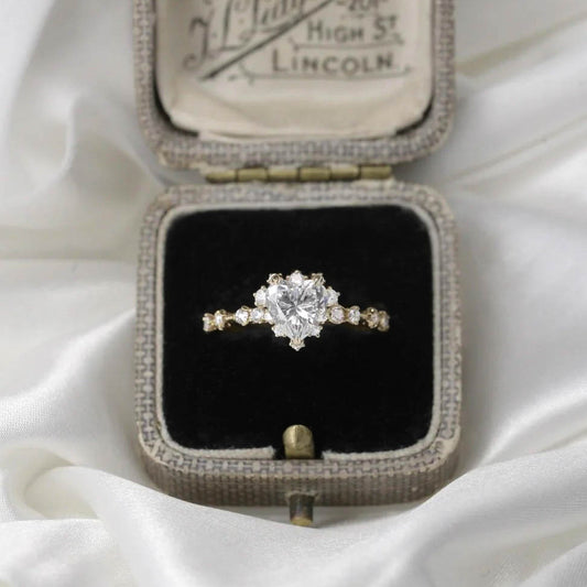 Vintage Heart Moissanite Engagement Ring