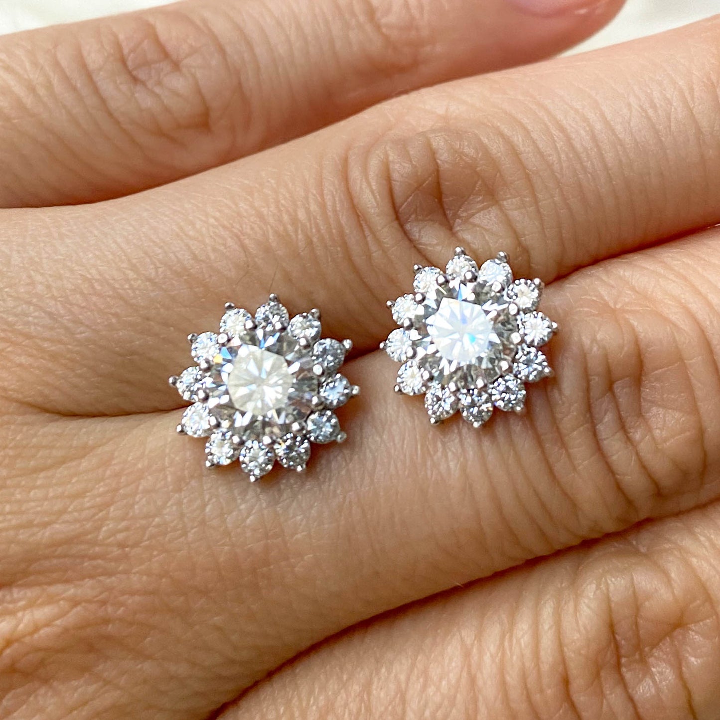 Sunflower Moissanite Stud Earrings