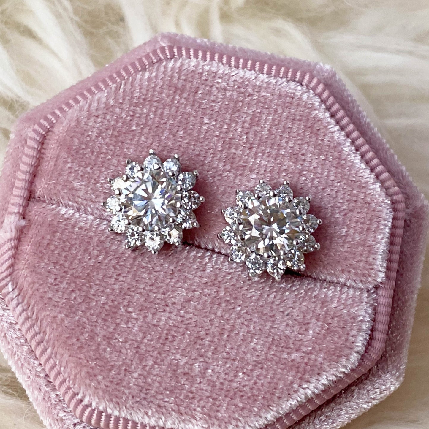 Sunflower Moissanite Stud Earrings