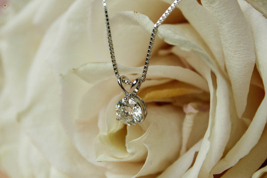 1 CT Three Prongs Solitaire Moissanite Necklace