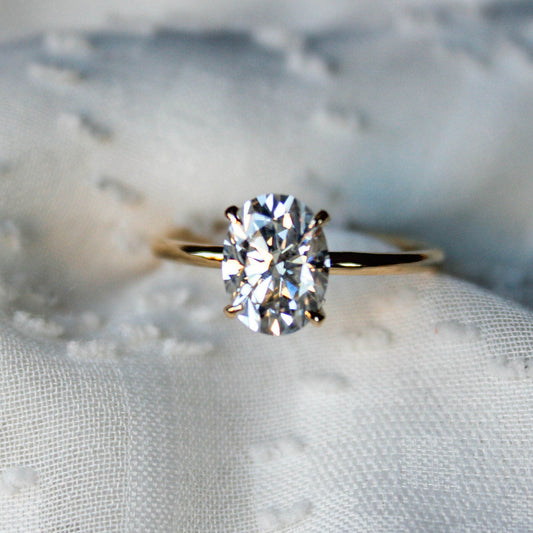1.5 CT Oval Cut Moissanite Solitaire Ring