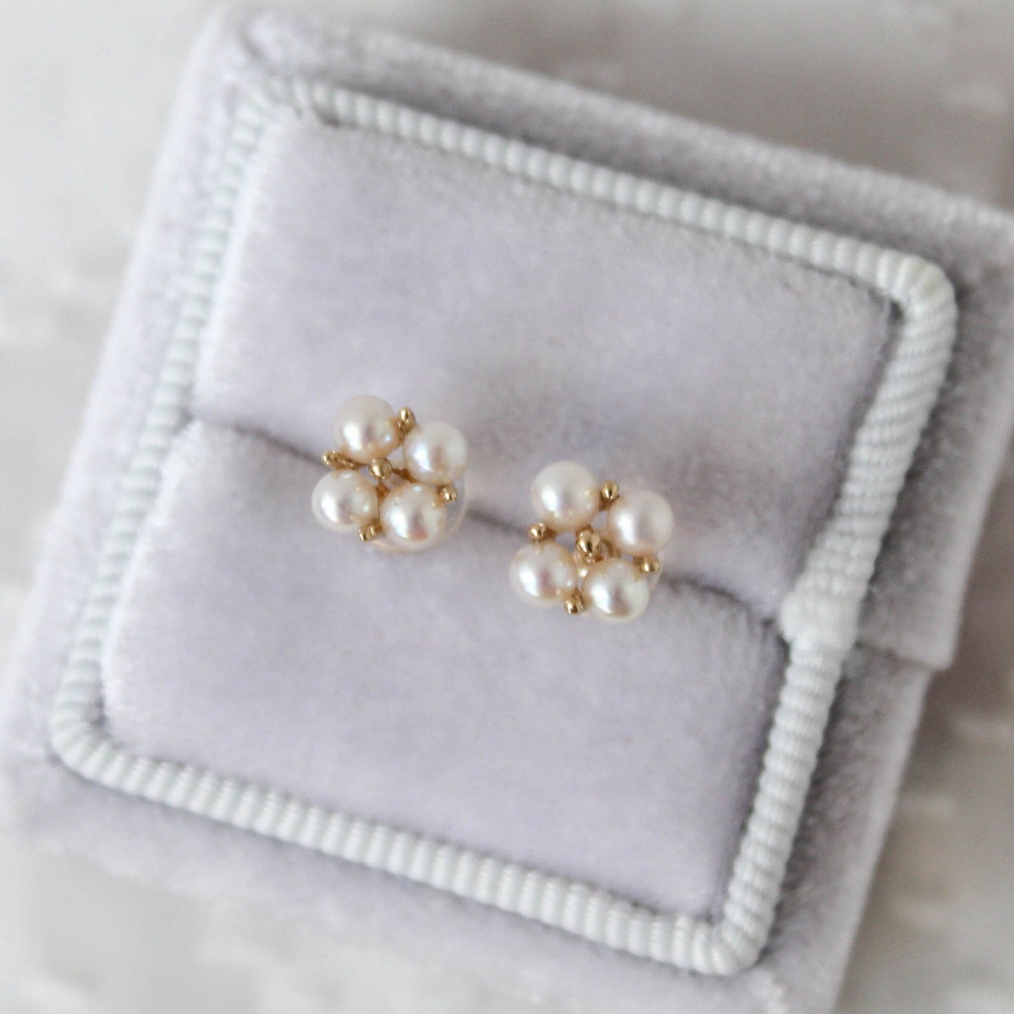 Clover Flower Akoya Pearl Earrings