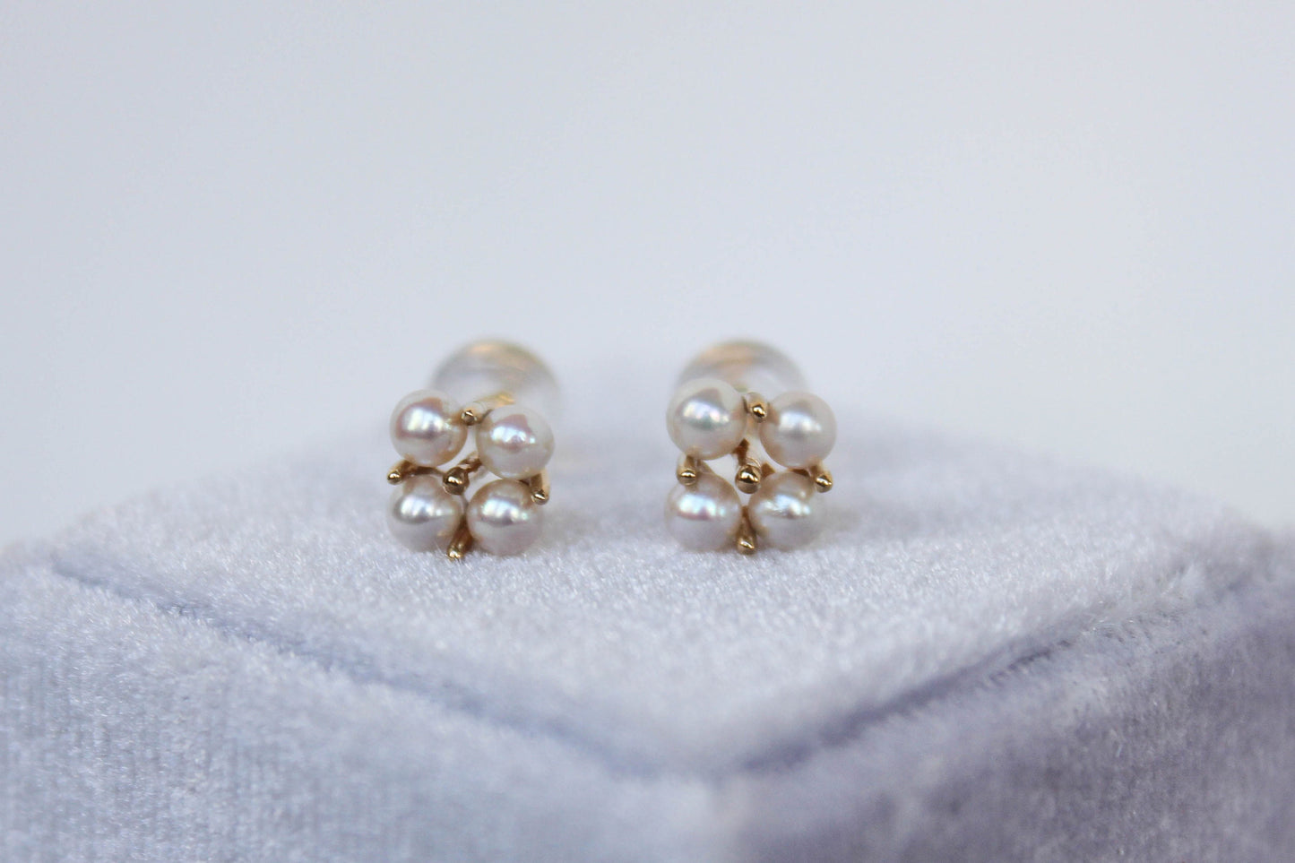 Clover Flower Akoya Pearl Earrings