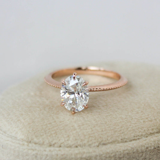 1.5CT Ova Moissanite Art Deco Solitaire Engagement Ring