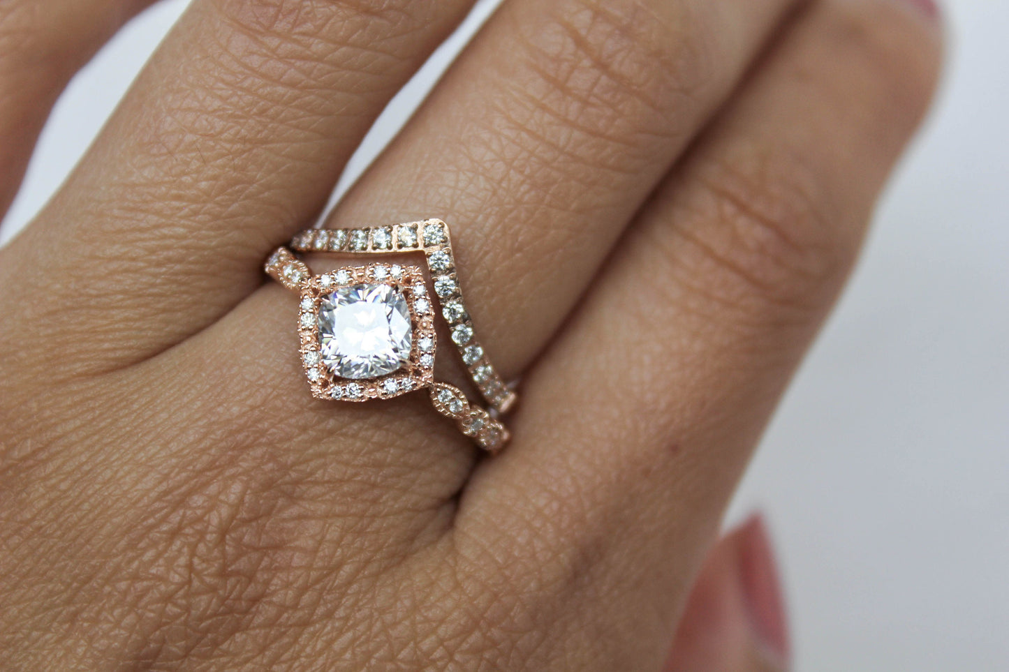 Vintage Cushion Moissanite Engagement Ring