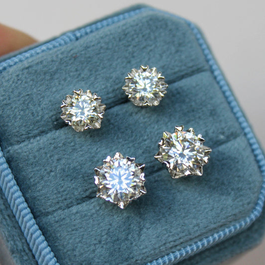 Snowflake Flower Moissanite Stud Earrings