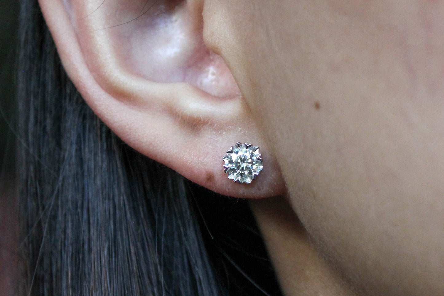 Snowflake Flower Moissanite Stud Earrings
