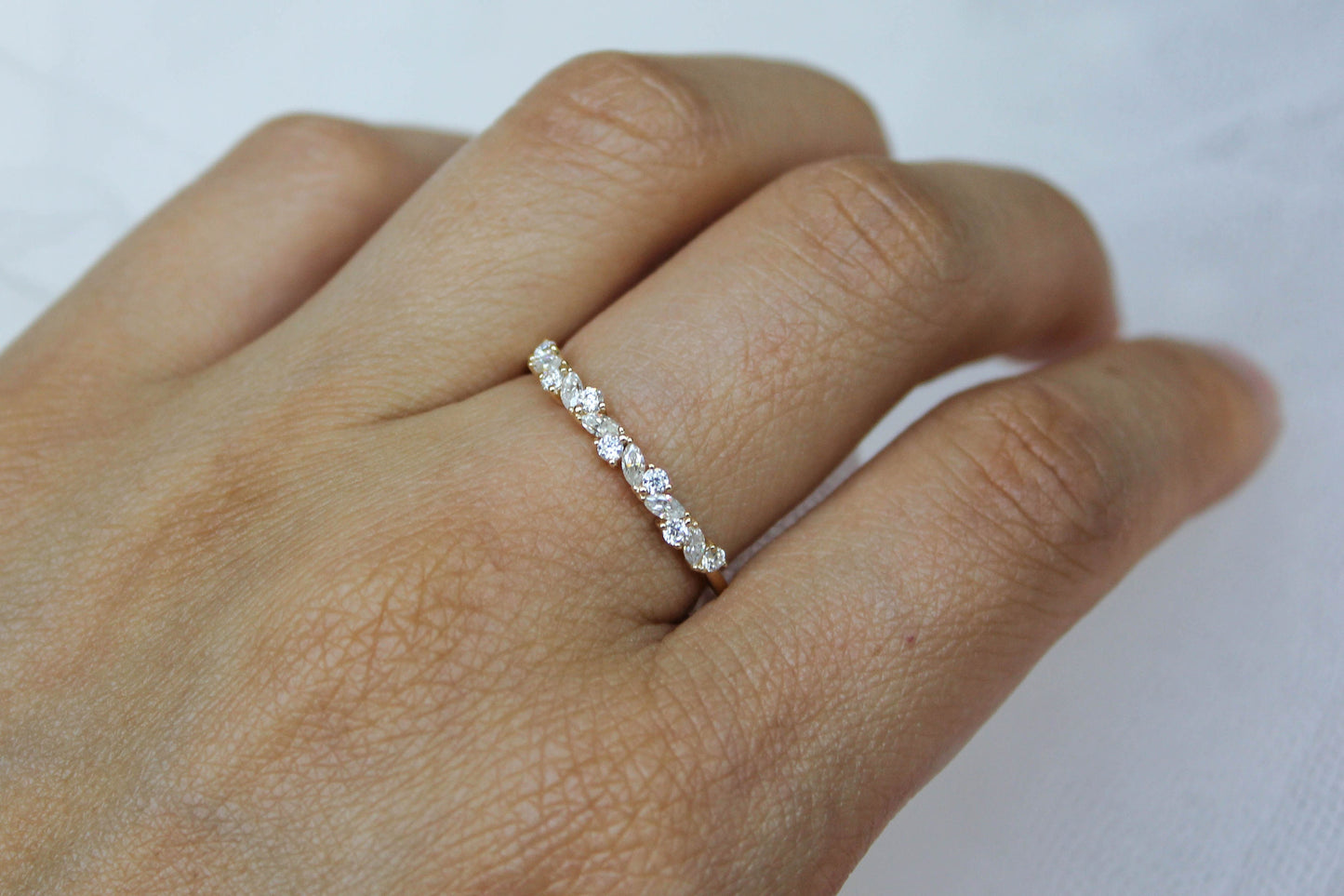 Cluster Marquise Stone Wedding Band