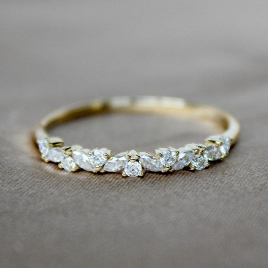 Cluster Marquise Stone Wedding Band