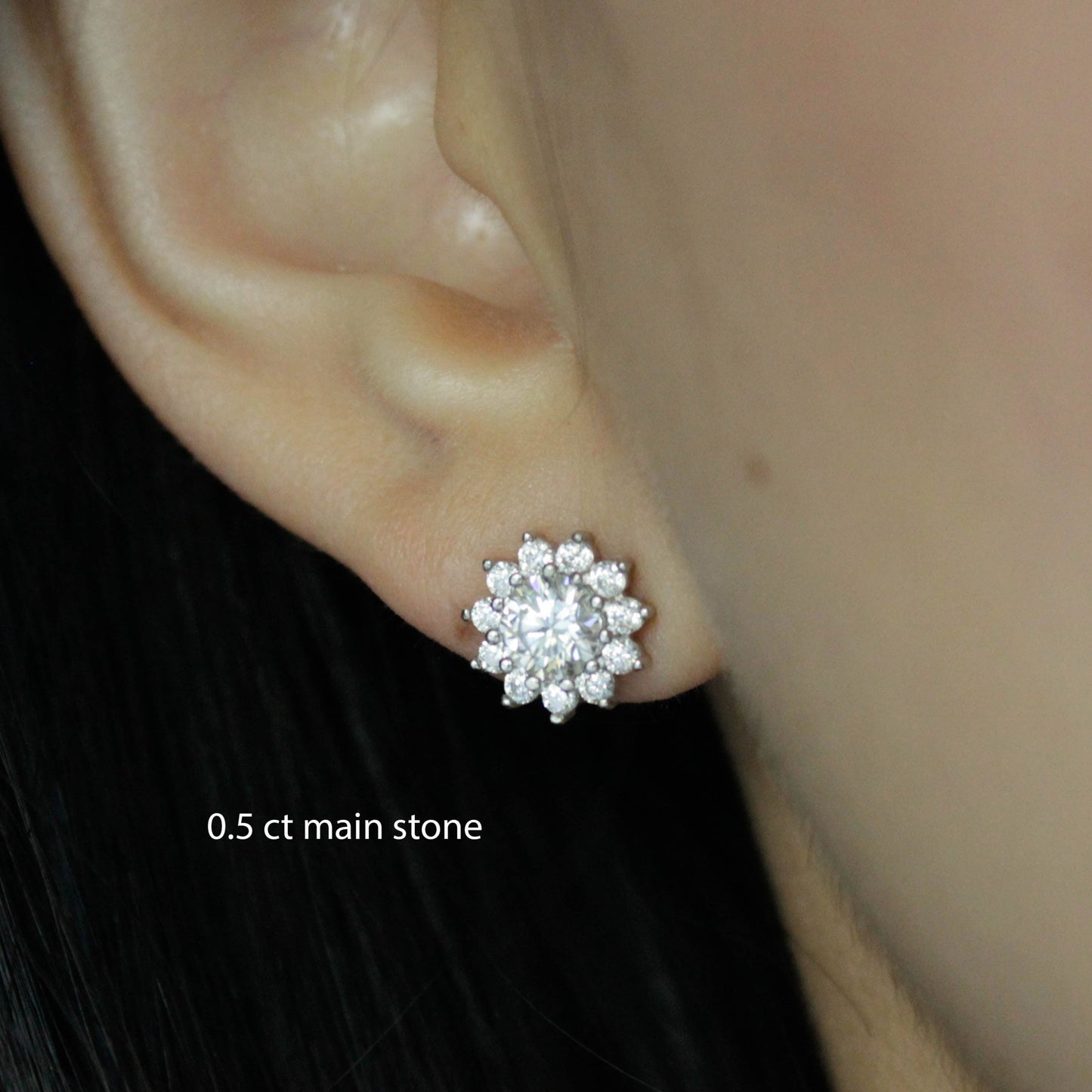 Sunflower Moissanite Stud Earrings