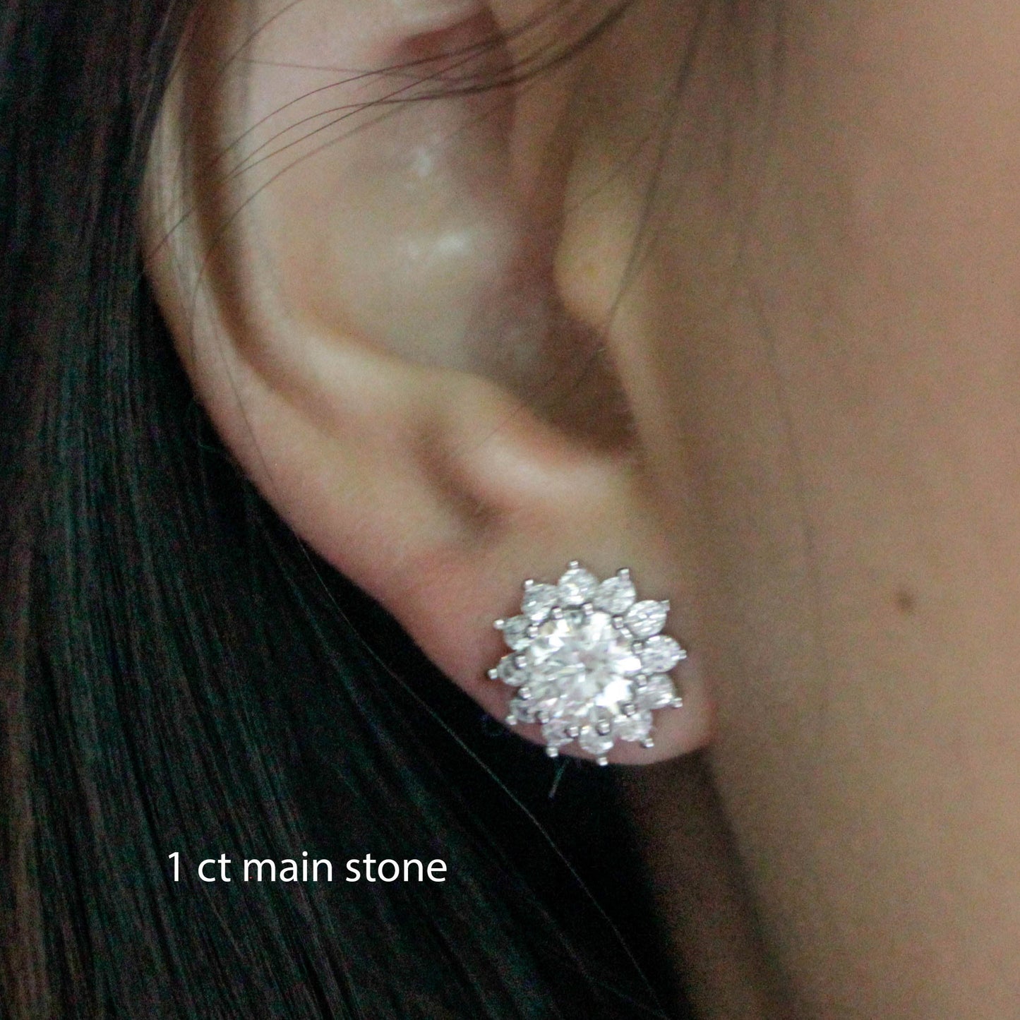 Sunflower Moissanite Stud Earrings